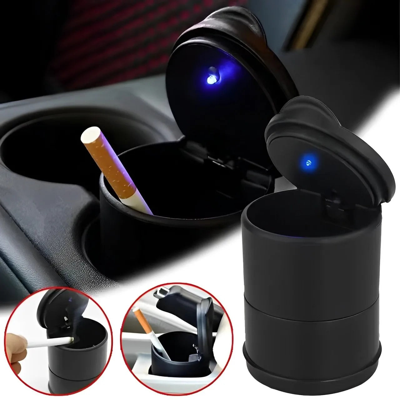 Fireproof Car Cigarette Ashtray with Light